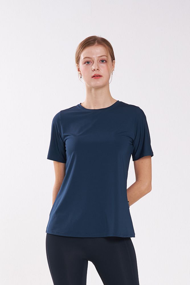 Cielcoco CLWT8094 All Day Short Sleeve Breathable Lightweight Activewear Workout T Shirt _ TEAL BLUE _ Made in Korea